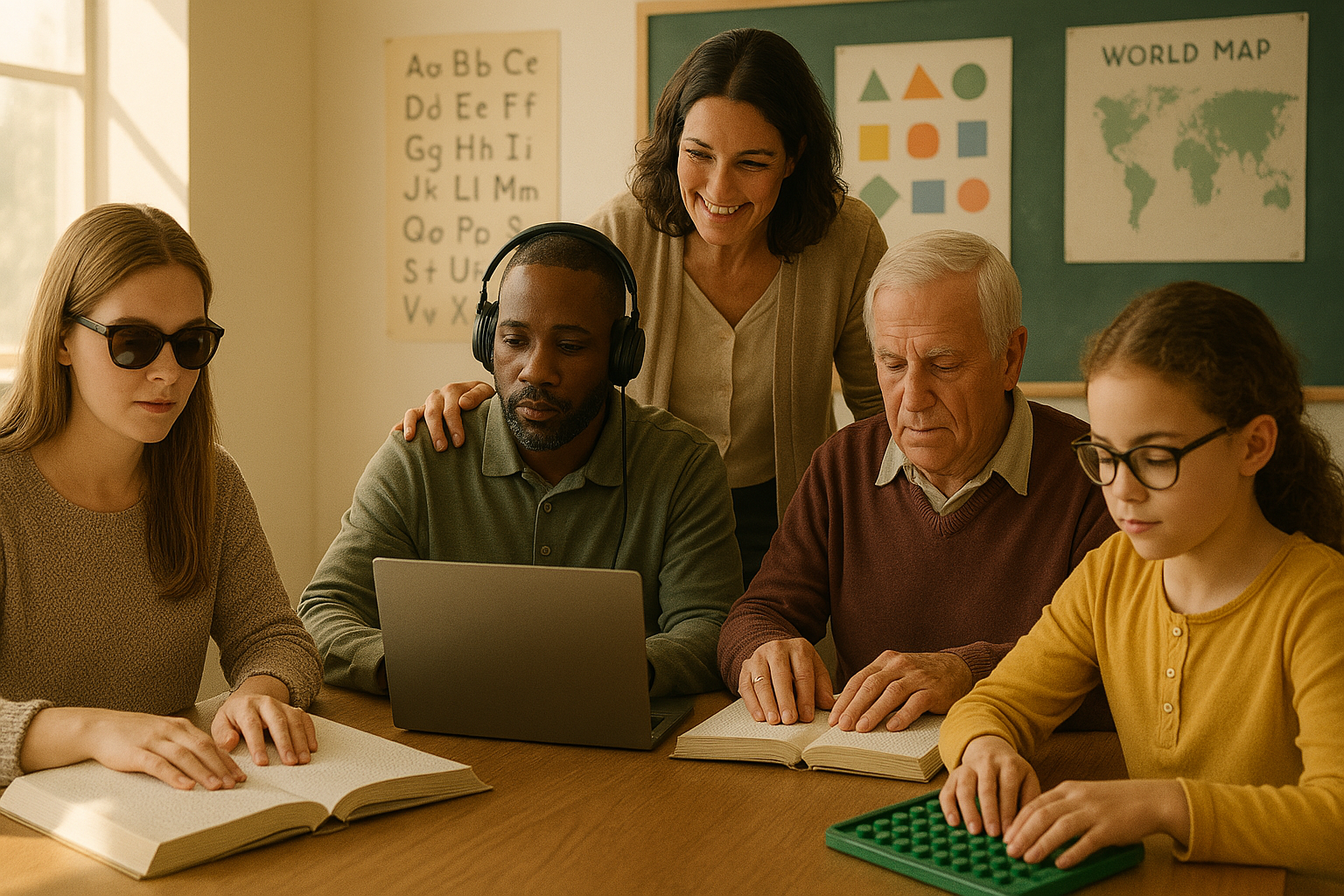 Ilustrasi belajar online inklusif siswa berkebutuhan khusus